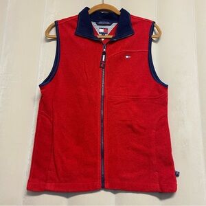 Vintage Tommy Hilfiger Women’s Fleece Vest Medium Full Zip Y2K Spellout 1990s
